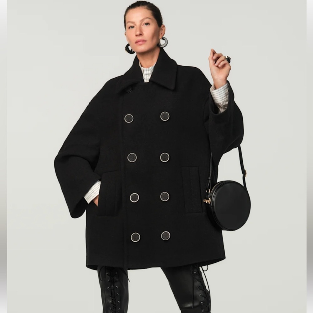 Zara Black Double-Breasted Coat "Zara Stefano Pilati Collection"